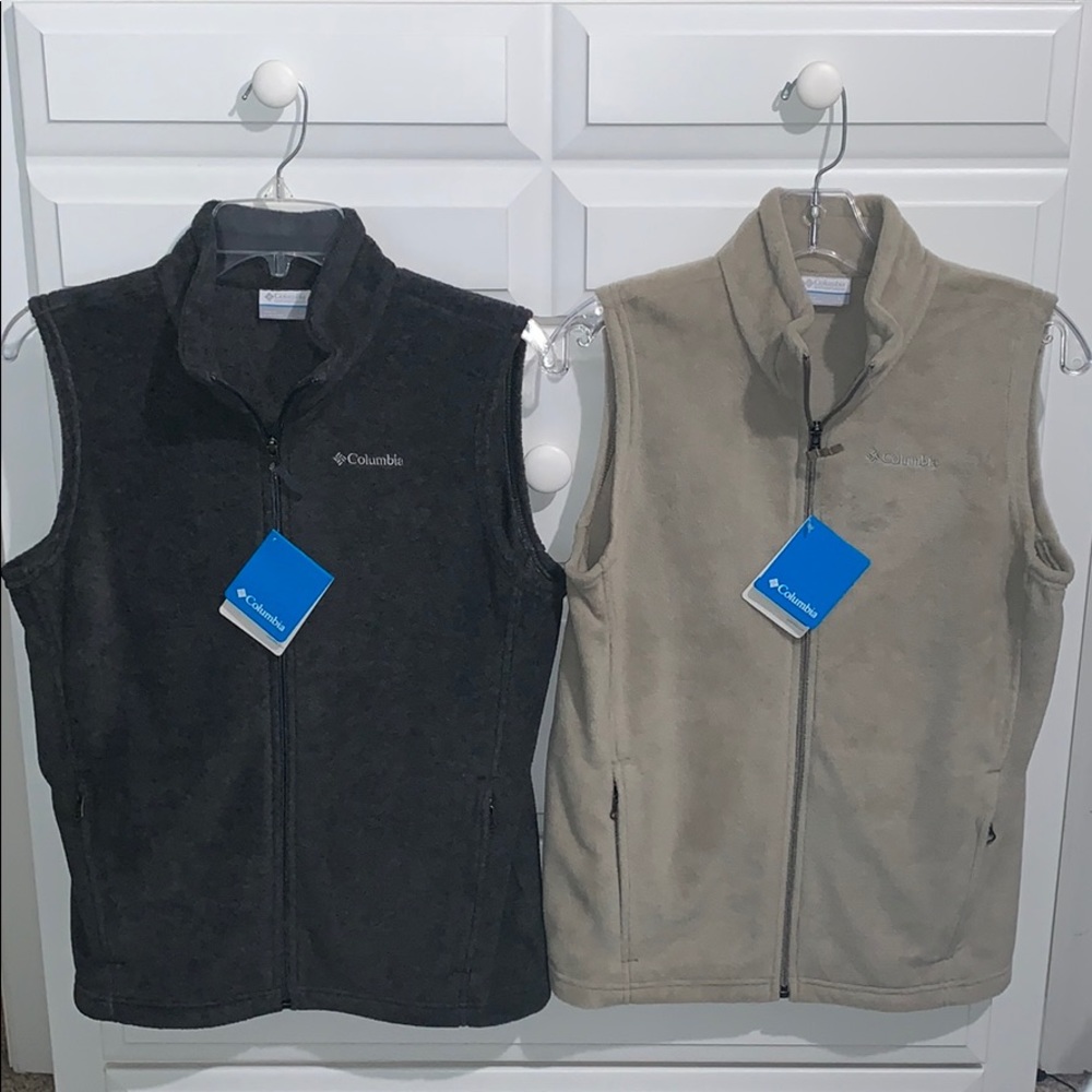 NWT New Youth Columbia Fleece Vest Tan Sz L 14-16